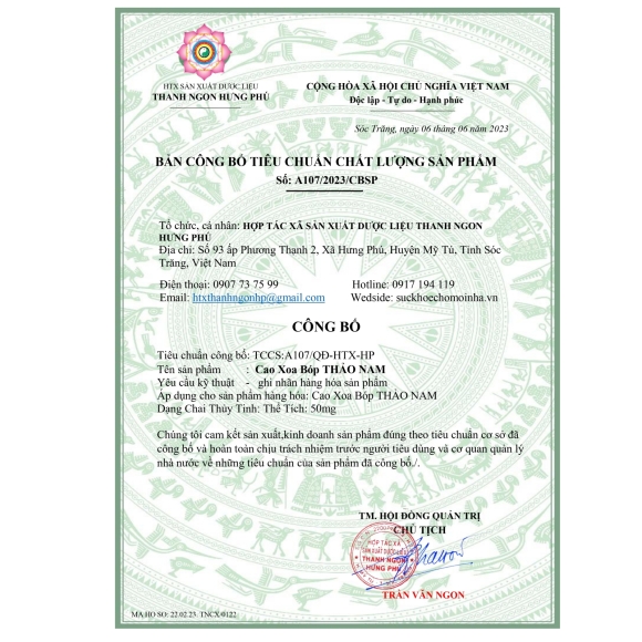 CAO XOA BÓP THẢO NAM