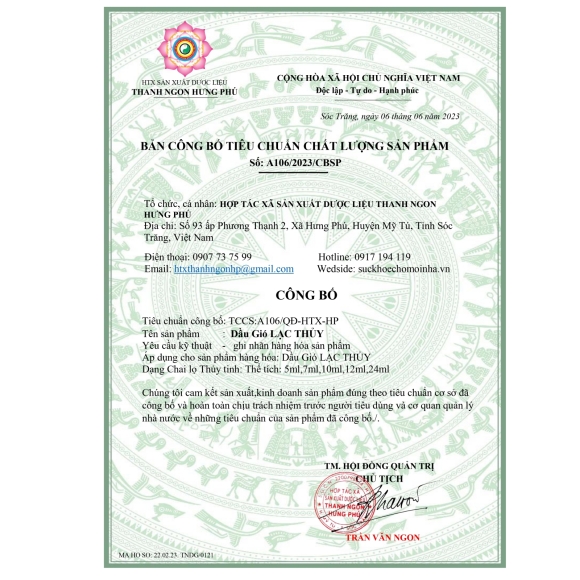 DẦU GIÓ XANH LẠC THỦY