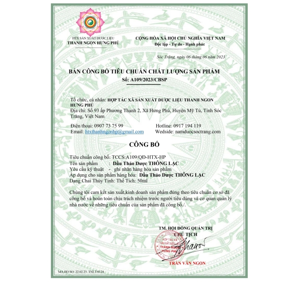 DẦU THẢO DƯỢC THÔNG  LẠC